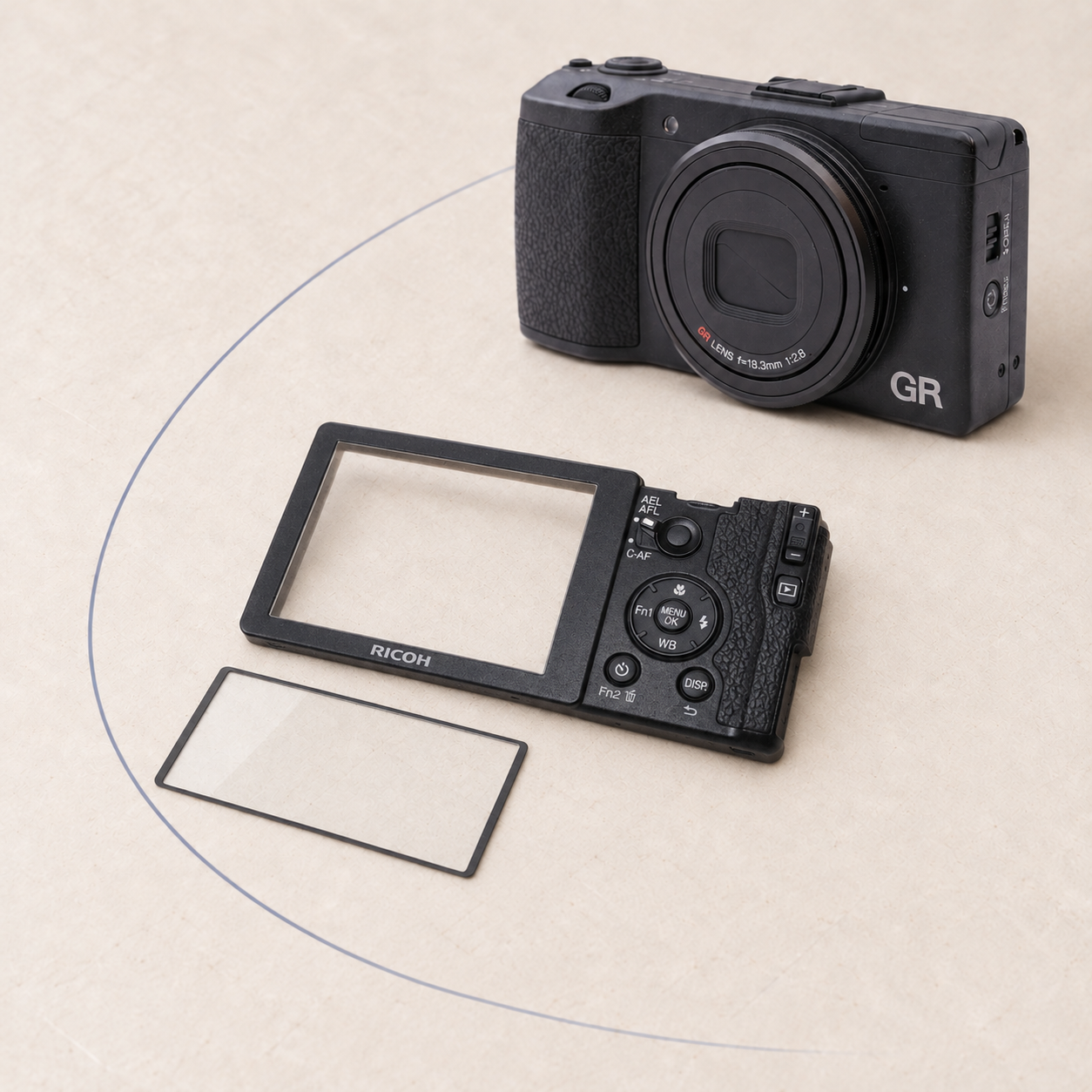 Ricoh GR rear shell and outer LCD window opening
